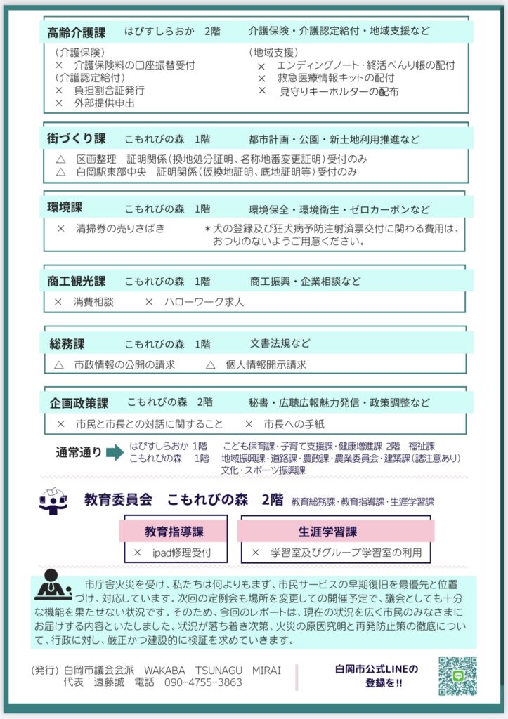 会派レポート臨時号『市庁舎火災について』